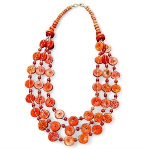 Red Coral Multi-Strand Necklace